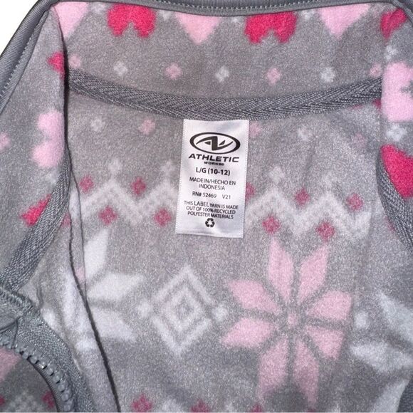 Athletic Works Girls Half Zip Pullover Sweatshirt Grey Hearts - Size Large - Picture 7 of 9